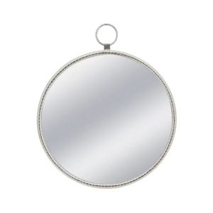 Метално стенно огледало сребърно кръгло/кука - 59.5x2.5x71см 1/kib