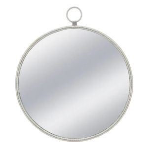 Метално стенно огледало сребърно кръгло/кука - 79x3.5x91см 1/kib