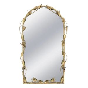 Метално стенно огледало със златни листа и клони - 66x8x108.5 см 1/kib