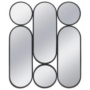 Метално стенно огледало черни кръгове/овални (комплект от 6) - 75.5x2.5x90.5см 1/kib