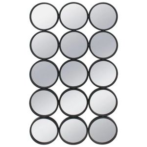 Метално стенно огледало черно правоъгълник/кръгове (композиция X15) - 61x2.5x102см 1/kib