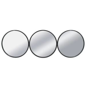 Метално стенно огледало черно хоризонтално/кръгове (композиция X3) - 105x2.5x35см 2/kib