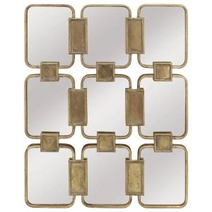 Метално стенно огледало, златисто, правоъгълно (композиция X9) - 73x3x91см 1/kib