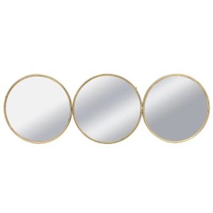 Метално стенно огледало, златисто, хоризонтално/кръгове (композиция X3) - 105x2.5x35см 2/kib