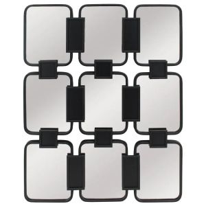 Метално стенно огледало, черно, правоъгълно (състав X9) - 73x3x91см 1/kib