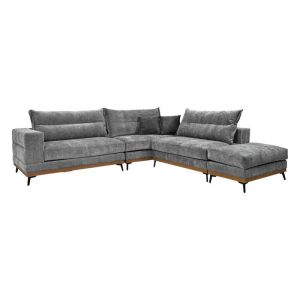 МНОГОФОРМЕН ДИВАН BELLAGIO СИВ С ТЪМНОСИВИ ВЪЗГЛАВНИЦИ 300X300XСМ