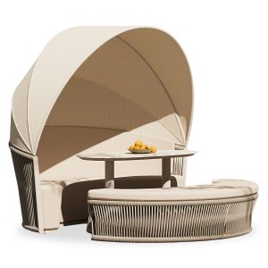 МОДУЛНА КУШЕТКА 3-В-1 LORIEN SM6397.01 АЛУМИНИЕВ ЦВЯТ СЛОНОВА КОСТ - БЕЖОВИ ВЪЗГЛАВНИЦИ 204X312X83ВСМ