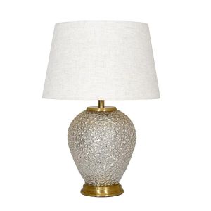 Настолна лампа Fl25195 метал-стъкло златисто-екрюбежов цвят E27 38x55см