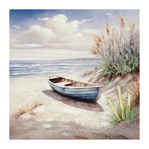 ПЛАТНО В СИНЯ БОЯ С ЛОДКА НА БЕРЕГА 80x80CM 8/KIB