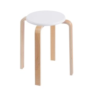 ПОМОЩНА ТАБУРЕТКА HAMILTON-W, ПОДРЕЖДАЩА СЕ, ЕСТЕСТВЕН ЦВЯТ, БРЕЗОВИ КРАКА, БЯЛА MDF СЕДАЛКА