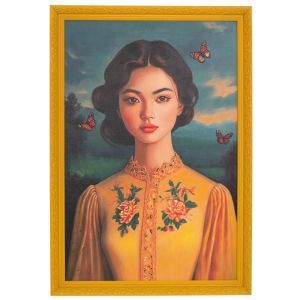 РЪЧНО ИЗРАБОТЕНА КАРТИНА С ЖЕНА В ПОСТАВЕН ПЛАСТИНОВ РАМКА 70X105 СМ