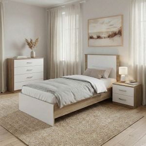 СПАЛЕН КОМПЛЕКТ ATHOS SONOMA WHITE С ЛЕГЛО 90X190 СМ, 3 ЧАСТИ