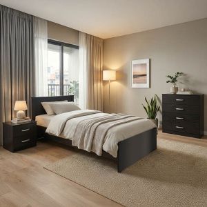 СПАЛЕН КОМПЛЕКТ ATHOS WENGE С ЛЕГЛО 90X190 СМ, КОМПЛЕКТ ОТ 3 ЧАСТИ