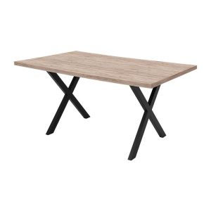 ТРАПЕЗАРНА МАСА ALFA СИВА ДЪБОВА ПОВЪРХНОСТ С ЧЕРНА ОСНОВА 140X90X75СМ FPS