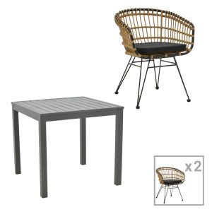 ТРАПЕЗНА МАСА KLITON-NAOKI КОМПЛЕКТ ОТ 3 ЧАСТИ АНТРАЦИТ АЛУМИНИЯ И МЕТАЛ В ЧЕРЕН ЦВЯТ 80X80X74СМ