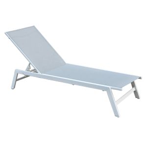 ШЕЗЛОНГ CORTE K/D, БЯЛО БОЯДИСАН МЕТАЛ, СВЕТЛОСИВ ТЕКСТИЛЕН