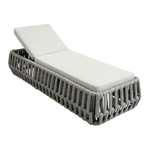 ШЕЗЛОНГ MAJORCA, АЛУМИНИЙ С ОЛЕФИНОВО ВЪЖЕ, СИВ, СВЕТЛОСИВА ВЪЗГЛАВНИЦА