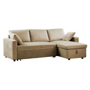 ЪГЛОВ РАЗТЕГАТЕЛЕН ДИВАН С МЯСТО ЗА СЪХРАНЕНИЕ MONTREAL, БЕЖОВ