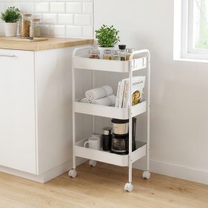 3-ЕТАЖНА КОЛИЧКА NEDEA, БЯЛА МЕТАЛНА, 41X30X77СМ