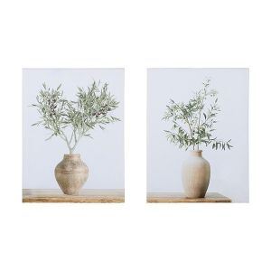 S/2 картина платно ваза - натурална - зелена 30x1.8x40см