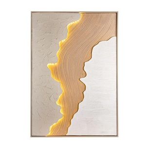 Абстрактна картина Led платно бежово-розово-бяло 62x5x92см