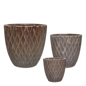 Античен комплект златисти саксии/3 кръгли Д:50x50, М:39x39, Ш:29x29см 6/палитра