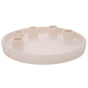 БЯЛА КЕРАМИЧНА ЧИНИЯ С 5 РАМЕНА ЗА СВЕЩИ 23X23X4 СМ