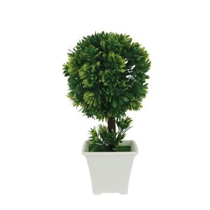 Бяла саксия със зелена топка сукулент - 12x22см 96/кутия