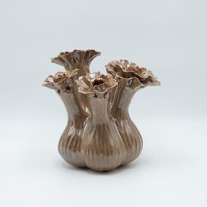 Ваза с цветя керамична, тъмно сребърно 22x22x20см