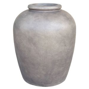 Голяма саксия, изработена от лек цимент, кафява, стара - Φ80x91см