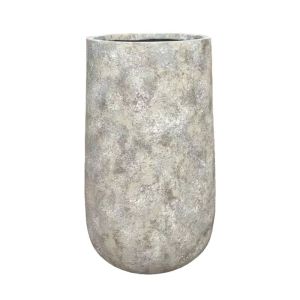 Голяма саксия, изработена от лек цимент, сиво-бежова, стара, висока - Φ50x75см