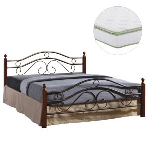 Двойно легло с матрак Celina Hm21328 метал и дърво в мръсен дъб - матрак 150x200см