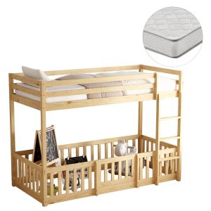 Двуетажно легло с Playpark Playkid Hm21312 борова дървесина в естествен цвят - с матрак 90x190см