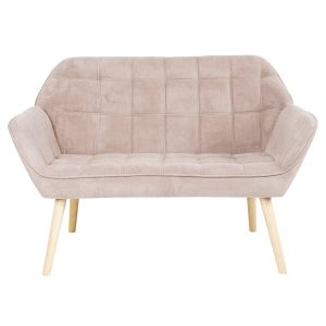 Двуместен диван Alma - естествен, светлокафяв велурена материя, K/d