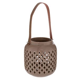 ДЕКОРАТИВЕН КЕРАМИЧЕН ФЕНЕР В ЦВЯТ КАКИ 10,5X12 СМ