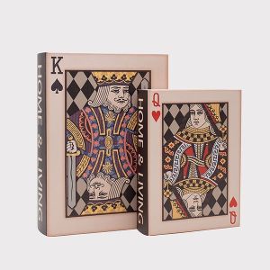 Декоративна кутия-книга S/2, теледо карти, бежово-черно, 34x25x7см/ 27x20x5.5см