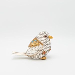 Декоративна фигура птица бяло-златна 19.5x8.5x12.5см