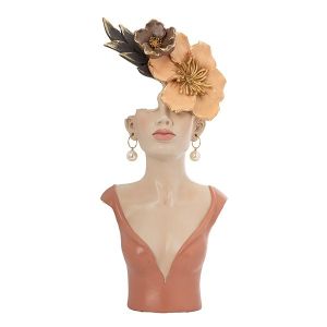 Декорация скулптура жена с червено цветя 17x8.5x38.5см