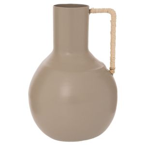 ДЕКОРИРАНА КРЕМАВА МЕТАЛНА ВАЗА С ДРЪЖКА 11X11X16 СМ