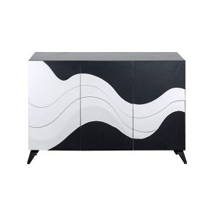 Дървен шкаф бял - черен 120x31x81см