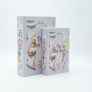 Дървена кутия-книга S/2, бяла - златна, 30x21x7см / 24x16x5см