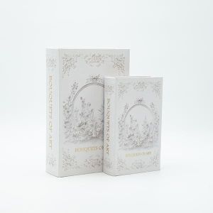 Дървена кутия-книга S/2, бяла, 27x18x7см / 21x13x5см