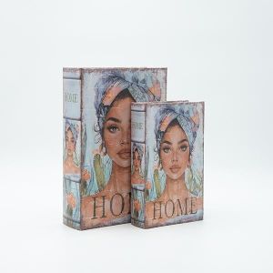 Дървена кутия-книга S/2, светлосиня, 27x18x7см / 21x13x5см