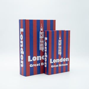 Дървена кутия-книга S/2, червено-синя 30x21x7см / 24x16x5см