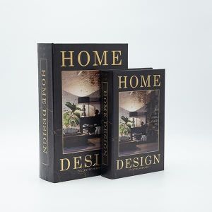 Дървена кутия-книга S/2, черно-златна 30x21x7см / 24x16x5см