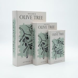 Дървена кутия-книга S/3, бяла - сива, 33x22x7см / 26x17x5см / 21x13x3см