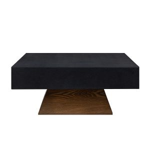 Дървена холна маса, кафяво-черна, 80x80x35см