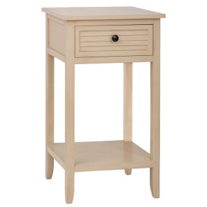 ДЪРВЕНО НОЩНО ШКАФЧЕ С 1 ЧЕКМЕДЖЕ В КРЕМАВ ЦВЯТ 45X35X54СМ