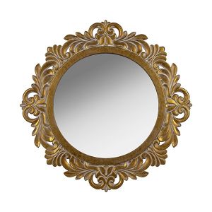 Дървено огледало златисто 77x2.5x77см