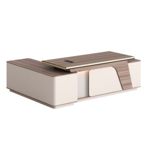 ДЯСНО ЪГЛОВО ОФИС БЮРО SUPERON HM2136R МЕЛАМИН В ЕСТЕСТВЕНО БЕЖОВО-LED ОСВЕТЛЕНИЕ 240X180X76HСМ